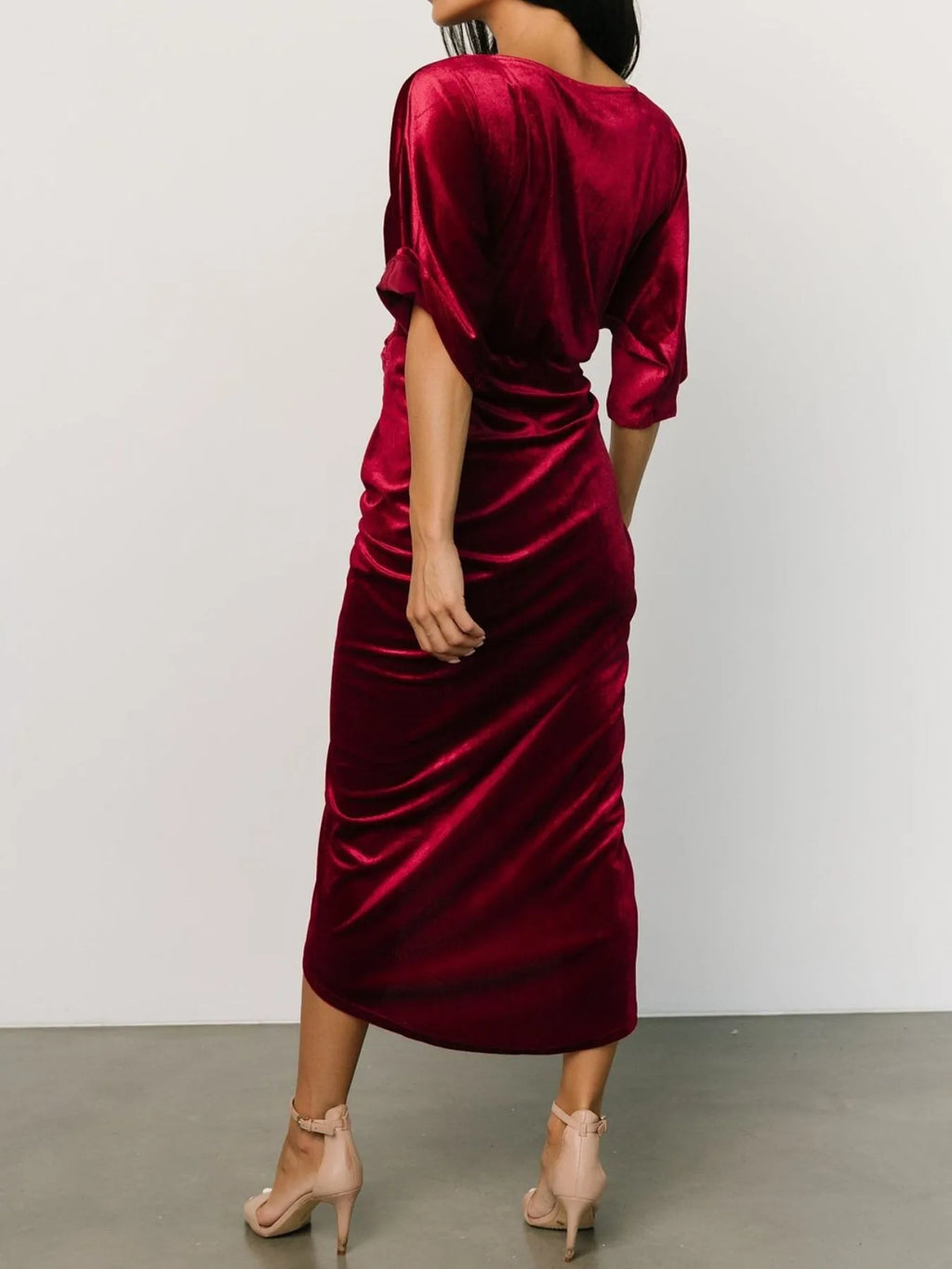Ruched slit midi dress full-length view