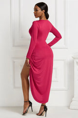 High-Low Ruched Surplice Long-Sleeve Dress - product image 2