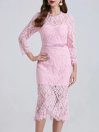 Lace occasion dress slit detail
