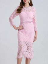 Lace occasion dress slit detail