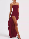 Strapless Maxi Dress with High Slit