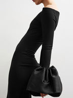Black off-shoulder maxi dress front view
