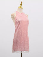 Pink & Orange Sequin Halter Mini Dress - product image 4