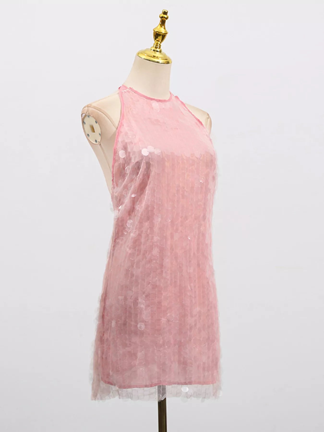 Pink & Orange Sequin Halter Mini Dress - product image 4